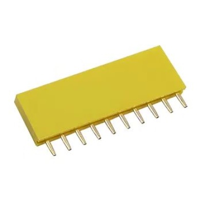 Pin header female pinsocket 1x10-pin 2.54mm pitch geel